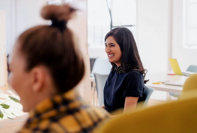 Woman smiling during a meet