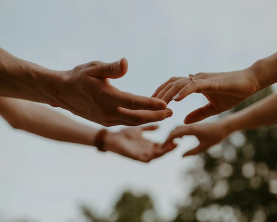 Hands of a married couple