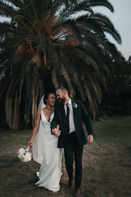Married couple walking in the nature